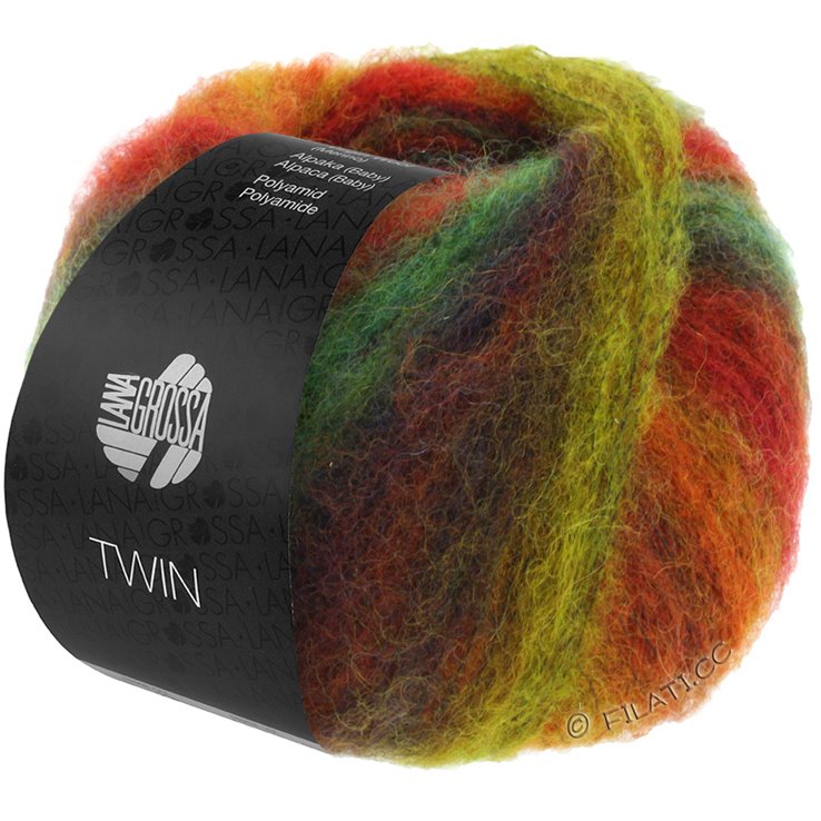 Lana Grossa TWIN 25g | 102-Rot/Grün/Braun/Violett