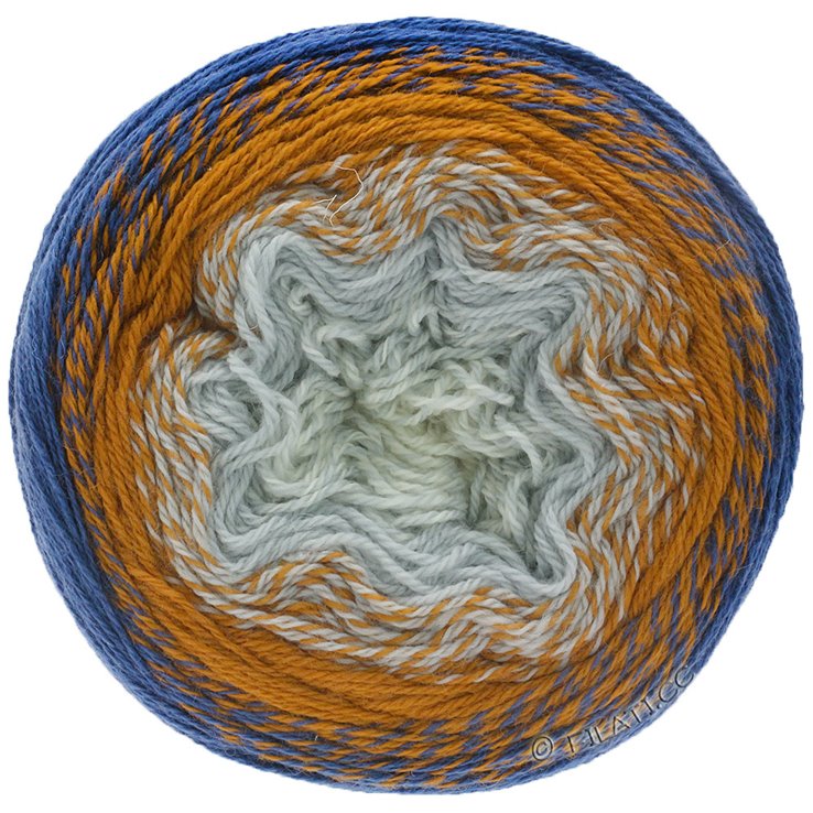 Lana Grossa TWISTED CASHMERINO | 802-Rohweiß/Bleu/Orangebraun/Petrolblau