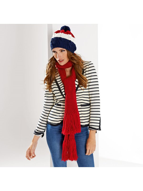 Lana Grossa MÜTZE MIT ZOPF-PERLMUSTER COOL WOOL Big Melange (GOTS)
