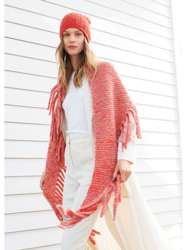 Lana Grossa STOLA MIT GESTRICKTEN FRANSEN Brigitte No. 2 & Brigitte No. 3