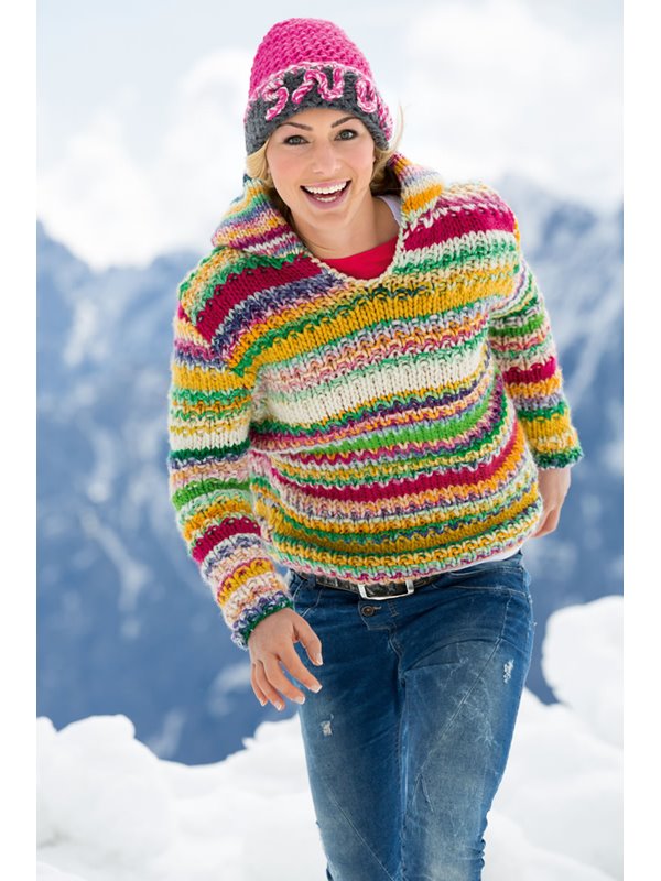 Lana Grossa PULLI IM STREIFEN-/MUSTERMIX Lei Uni/Colormix