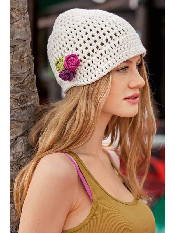 Lana Grossa SOMMERHUT MIT ROSEN McWool Cotton Mix 80/Elastico Big