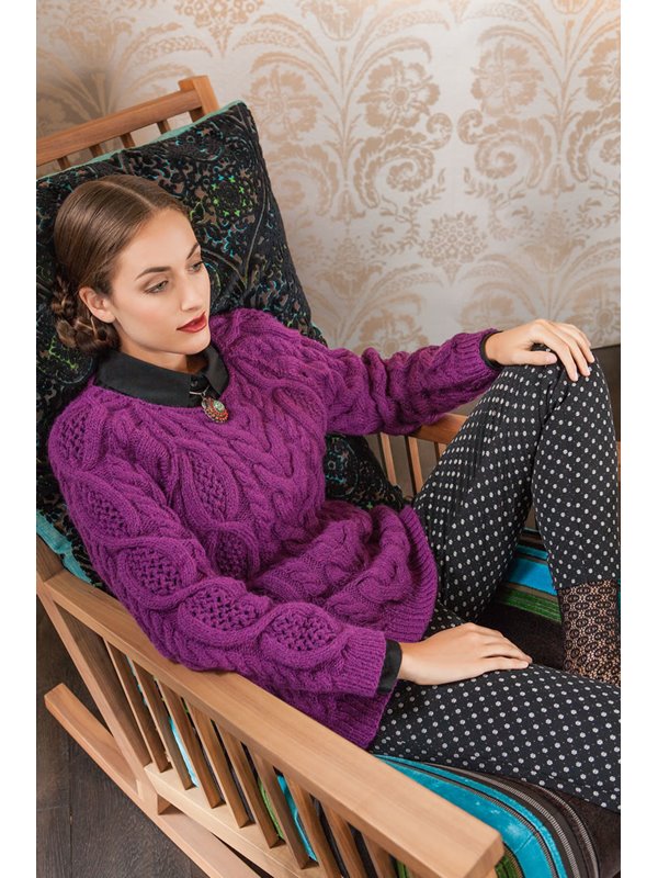 Lana Grossa RAGLANPULLI IM ZOPF-LOCHMUSTER Alta Moda Alpaca