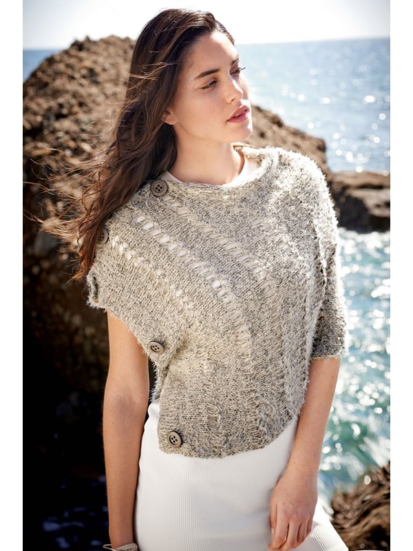 Lana Grossa PONCHO MIT GLATT RECHTS UND FALLMASCHEN-LOCHMUSTER Estivo II/Secondo