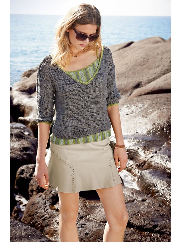 Lana Grossa PULLI GLATT LINKS MIT FALLMASCHENMUSTER Roma/Linarte