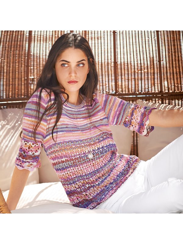 Lana Grossa PULLI MIT NETZMUSTER UND HÄKELBOGENMUSTER Allegro Print