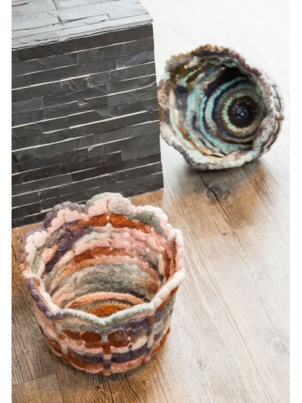 Lana Grossa FILZKÖRBE MIT MUSCHELMUSTER Lei Colormix
