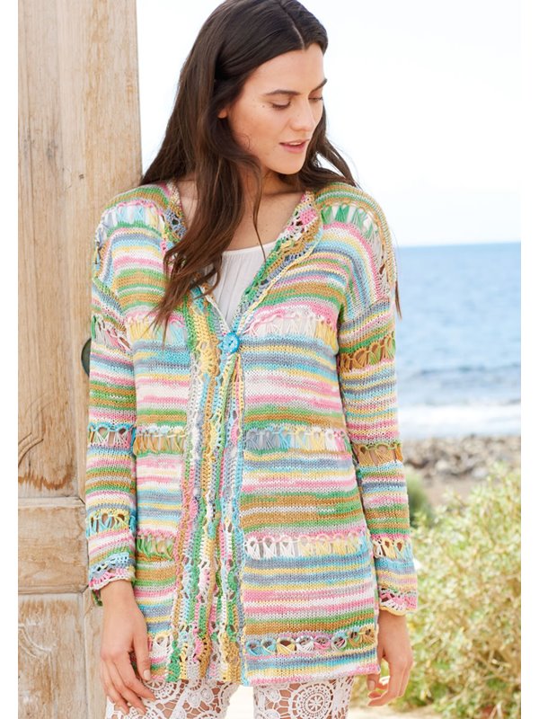 Lana Grossa LONGJACKE GLATT RECHTS MIT SCHLINGENMUSTER UND HÄKELBLENDEN Allegro