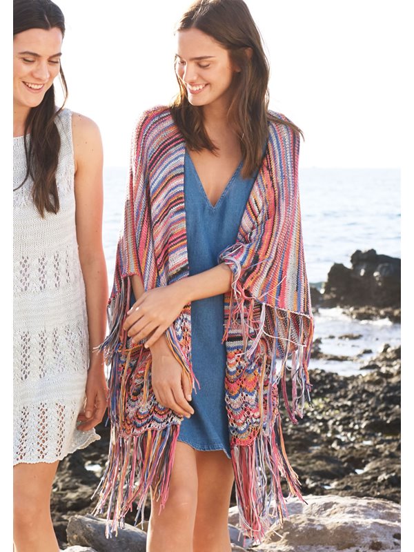 Lana Grossa PONCHO MIT AJOURMUSTER UND FRANSEN Allegro
