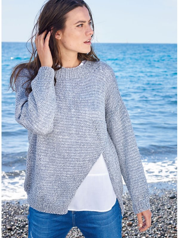 Lana Grossa PULLI MIT HOHEM VORDERTEILSCHLITZ Denim