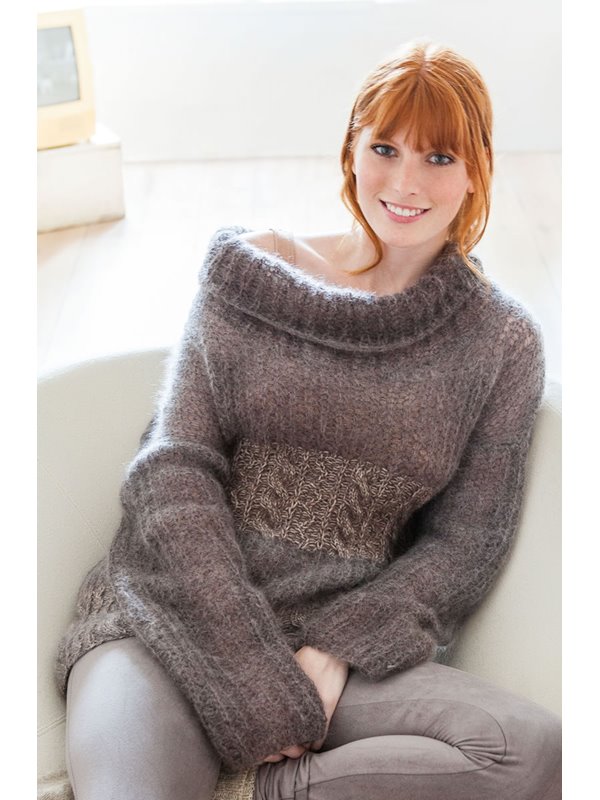 Lana Grossa PULLOVER MIT ZOPF- UND HALBPATENTMUSTER Cashmere 16 Fine/Silkhair Degradé