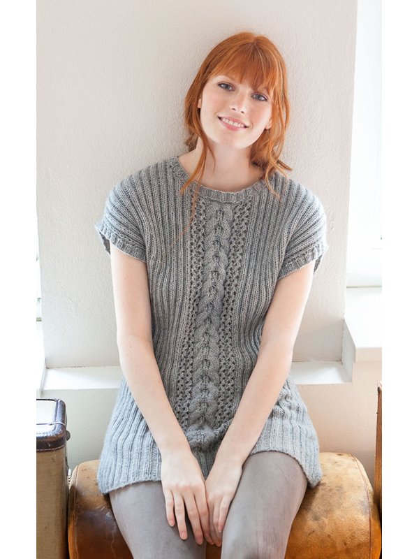 Lana Grossa LONG-TOP IN RIPPEN MIT ZOPF-LOCHMUSTER 100% Cashmere Fine