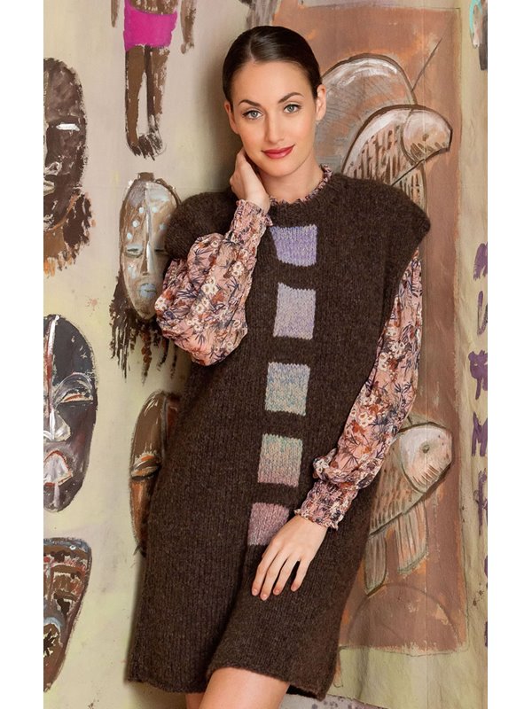 Lana Grossa LONGPULLOVER MIT EINSTRICKQUADRATEN Alpaca 400/Cashmere 16 Fine Degradé