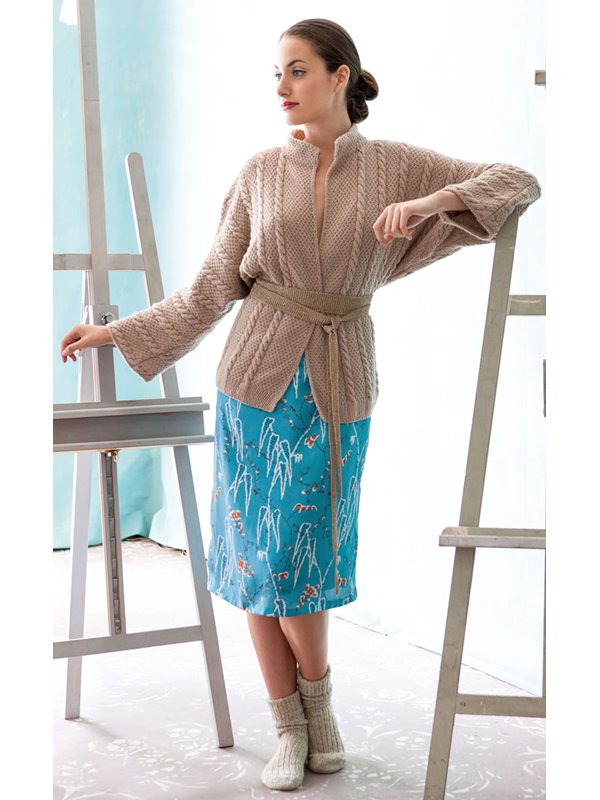 Lana Grossa CARDIGAN MIT ZOPF-PERLMUSTER 100% Cashmere Fine
