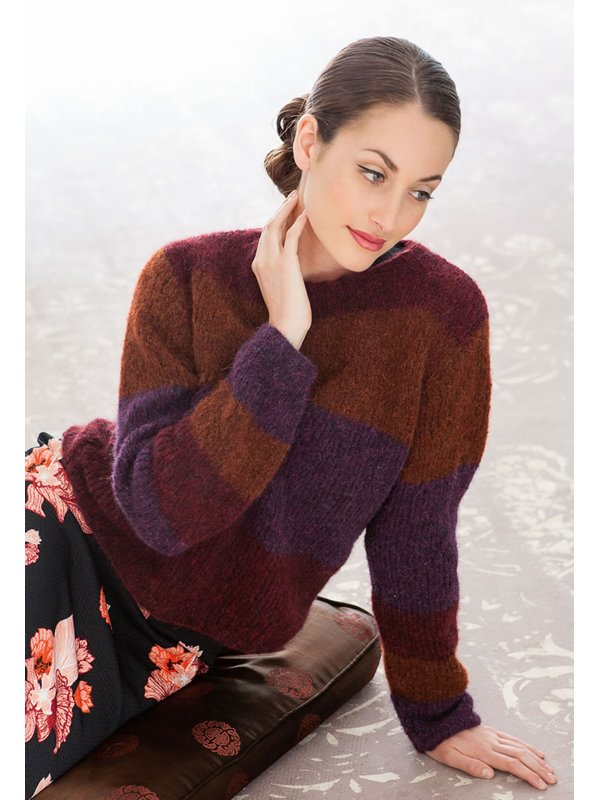 Lana Grossa PULLI GLATT RECHTS MIT BLOCKSTREIFEN Garzato Fleece