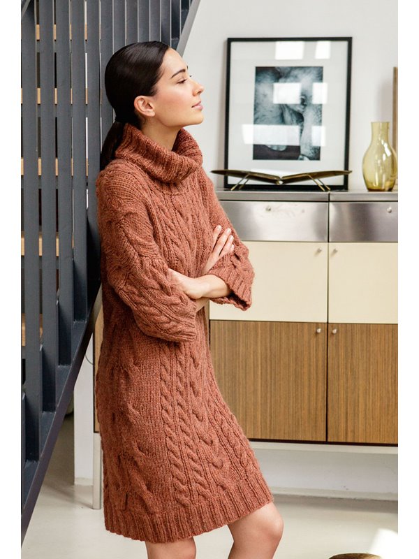 Lana Grossa KIMONO-LONGPULLI MIT ZOPFMUSTER Colmo