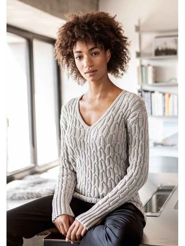 Lana Grossa PULLI IM RIPPENZOPFMUSTER Cool Wool Cashmere