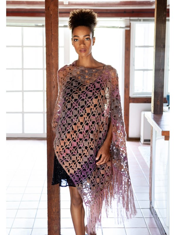 Lana Grossa PONCHO IM STRUKTURLOCHMUSTER Silkhair Print/Lace Seta Degradé