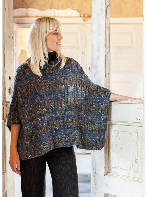 Lana Grossa PONCHO IM RIPPENSTRUKTURMUSTER Only Tweed/Shiny