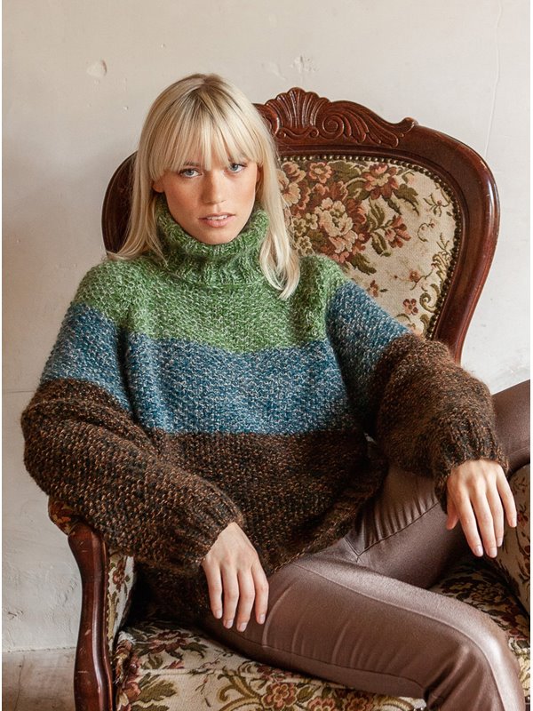 Lana Grossa RAGLANPULLI IM PERLMUSTER MIT ROLLKRAGEN Cool Air Fine/Silkhair Lusso