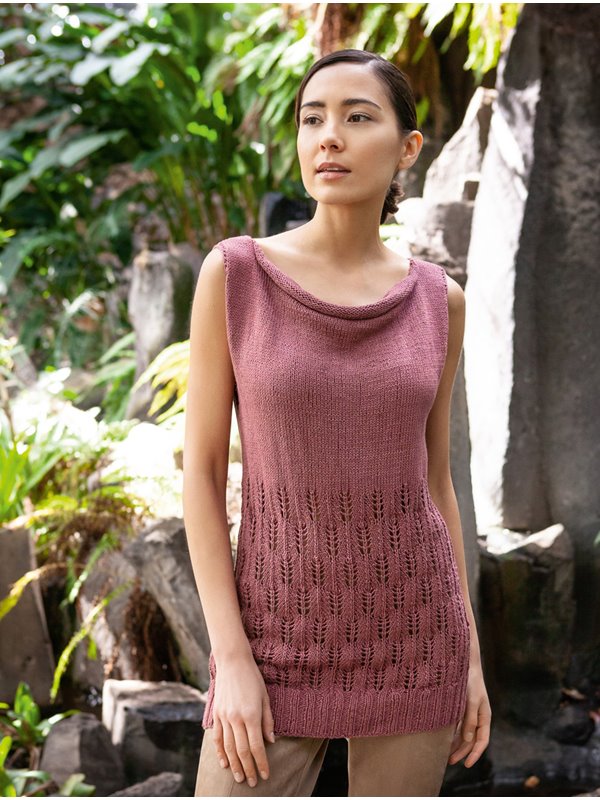 Lana Grossa TOP MIT AJOURMUSTER UND WASSERFALLKRAGEN Linarte