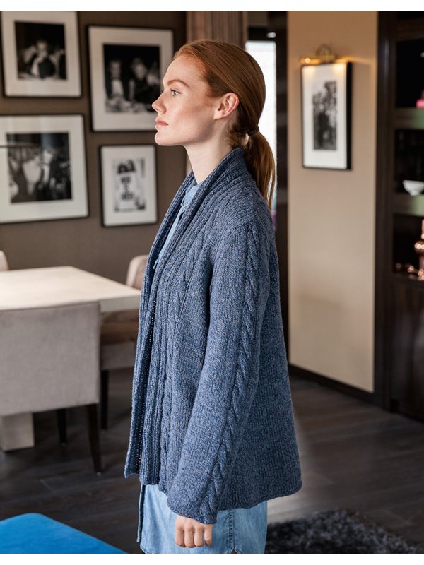 Lana Grossa CARDIGAN MIT ZOPFSTREIFEN UND SCHALKRAGEN Mary‘s Tweed