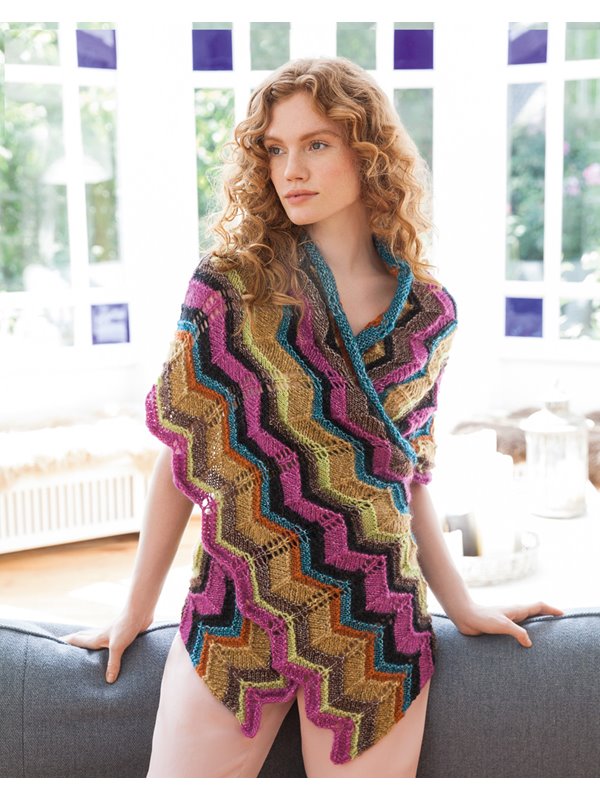 Lana Grossa STOLA IM ZACKENMUSTER Lala Berlin Shiny, Mia & Fatto