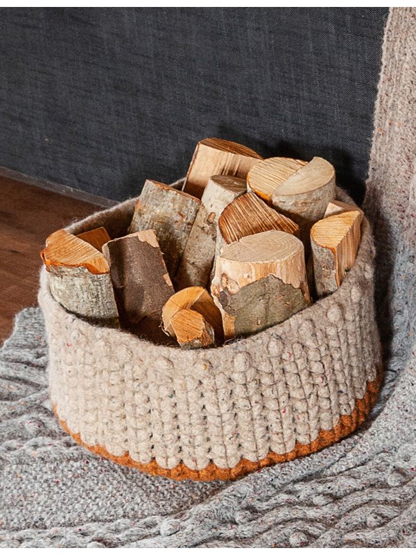 Lana Grossa KORB IN HALBEN STÄBCHEN UND ÄHRENMUSTER Feltro Tweed