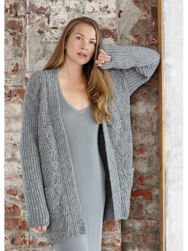 Lana Grossa CARDIGAN MIT RIPPEN- LOCH- UND HALBPATENTMUSTER Baby Light