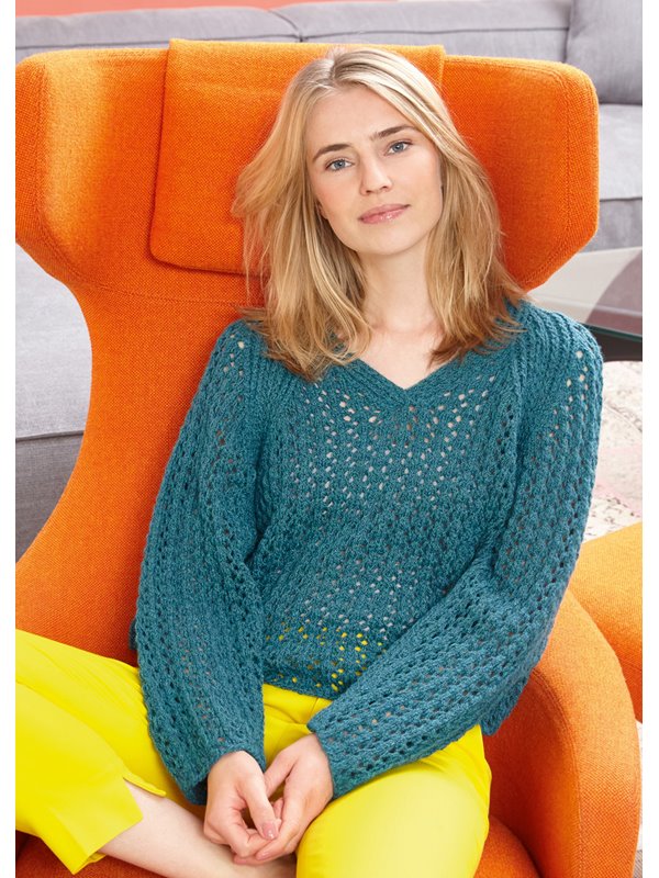 Lana Grossa RAGLANPULLI IM LOCHMUSTER Alta Moda Alpaca