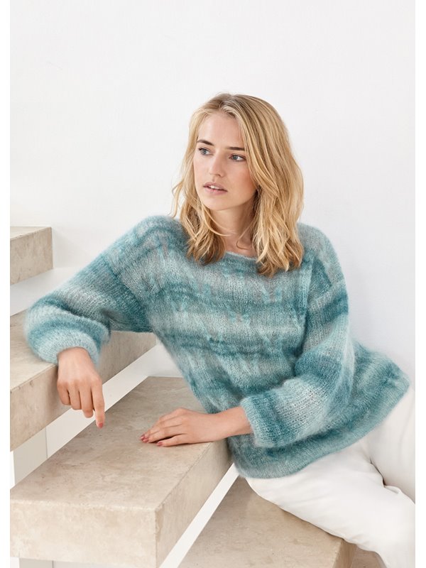 Lana Grossa PULLI IM VERSETZTEN HALBPATENT-ZOPFMUSTER Silkhair Haze Dégradé