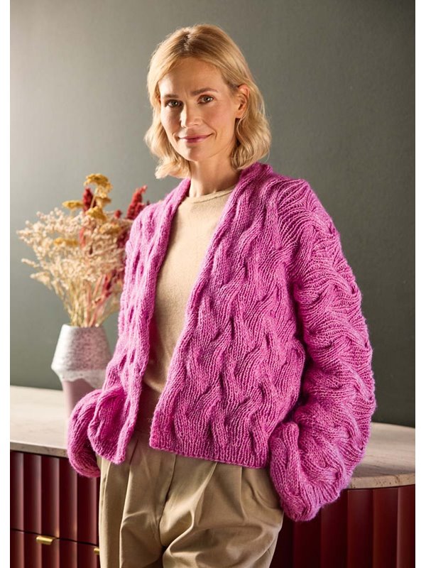 Lana Grossa JACKE IM VERSETZTEN RIPPENZOPFMUSTER Natural Alpaca Pelo
