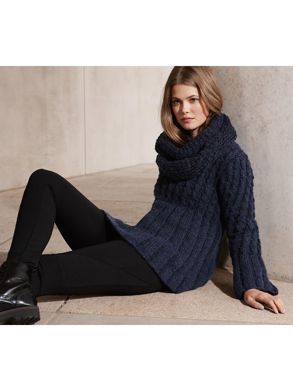 Lana Grossa PULLI MIT ZOPFMUSTERPASSE UND HOHEM RIPPENSAUM Lala Berlin Softness