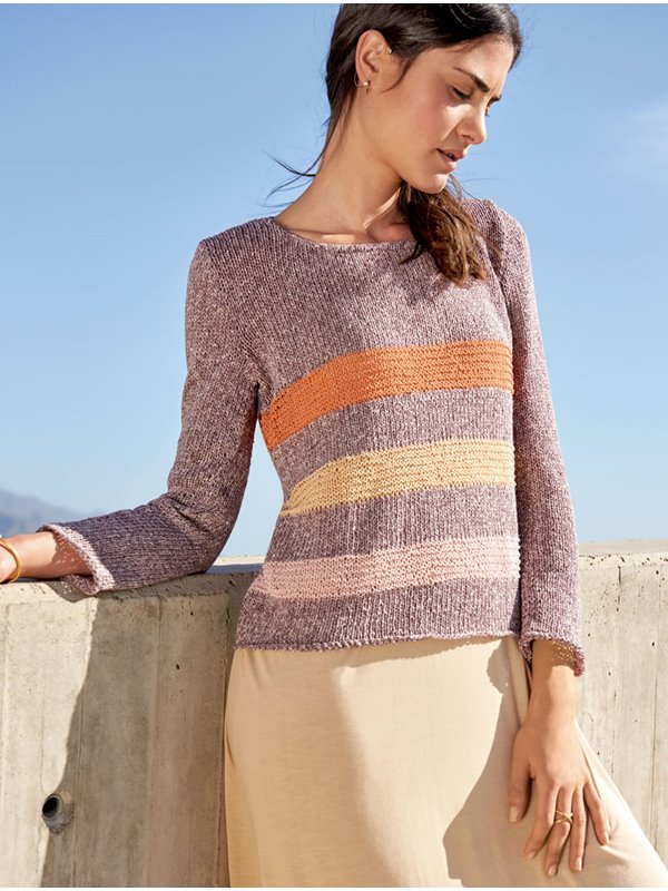 Lana Grossa PULLI MIT QUERSTREIFEN Denim/Secondo