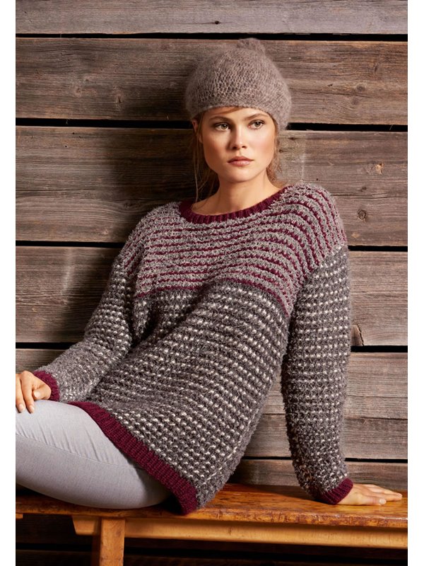 Lana Grossa PULLI IM HEBEMASCHENMUSTER UND MATERIALMIX Alta Moda Alpaca/Scala