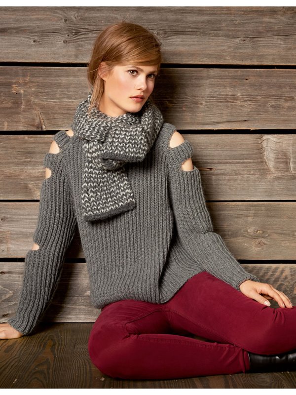 Lana Grossa RAGLANPULLI IM PATENTMUSTER MIT ÄRMELSCHLITZEN 100% Cashmere Fine