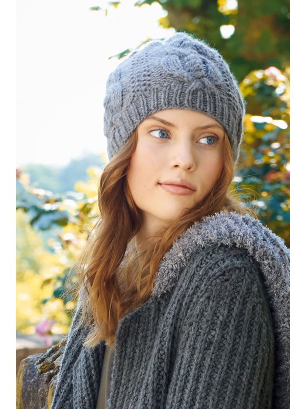 Lana Grossa MÜTZE IM ZOPF-PERLMUSTER 100% Cashmere Fine