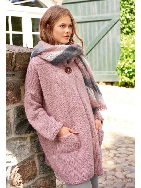 Lana Grossa PONCHO-JACKE GLATT RECHTS MIT TASCHEN Cloud