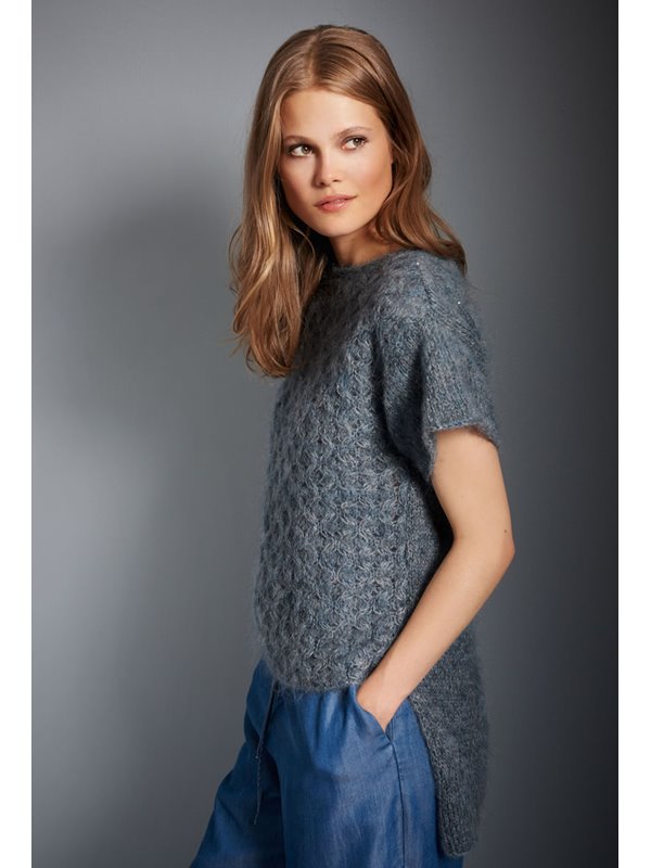 Lana Grossa PULLI MIT WABENMUSTERVORDERTEIL Mohairlana/Silkhair Paillettes