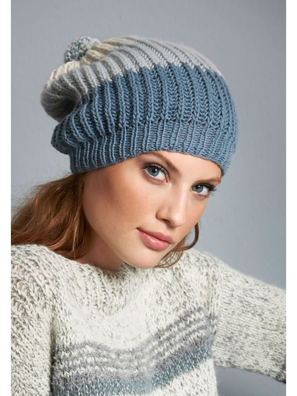 Lana Grossa STREIFENBEANIE IM PATENTMUSTER 100% Cashmere Fine