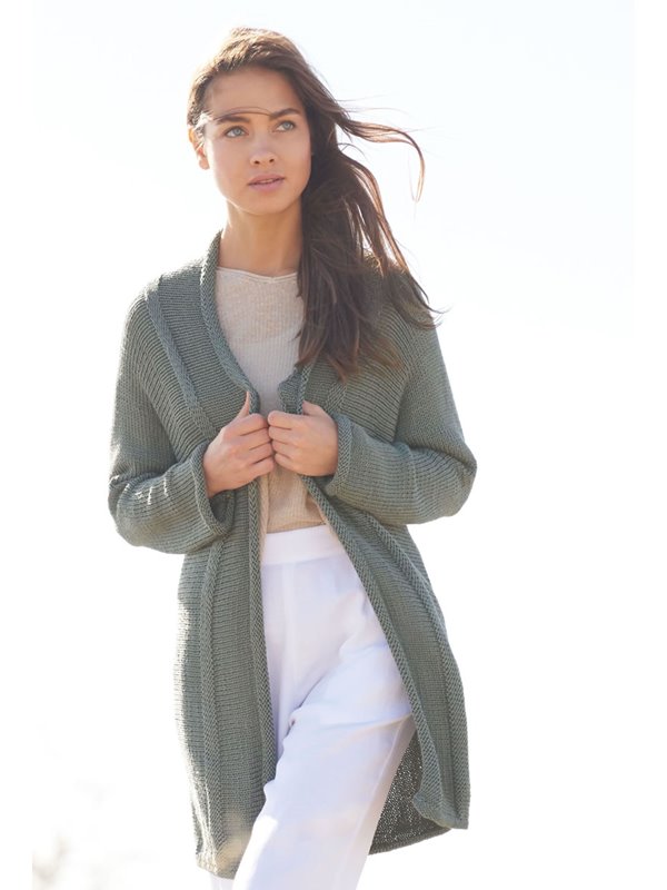 Lana Grossa QUERGESTRICKTE JACKE MIT SCHALKRAGEN Seta