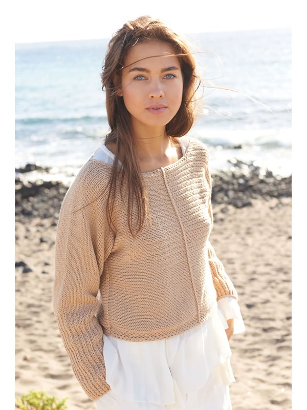 Lana Grossa KIMONOPULLI IM HEBEMASCHENMUSTER MIT GLATT RECHTS QUERGESTRICKT Only Cotton