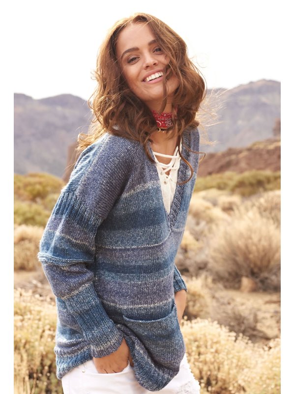 Lana Grossa V-PULLI GLATT RECHTS MIT TASCHEN 365 Cotone Degradé
