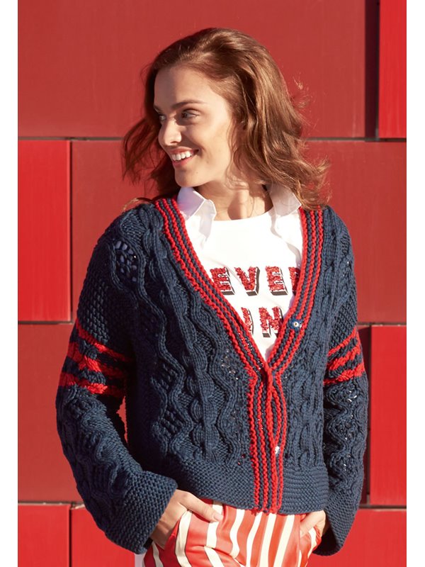 Lana Grossa JACKE MIT ZOPF-LOCHMUSTER Cashsilk