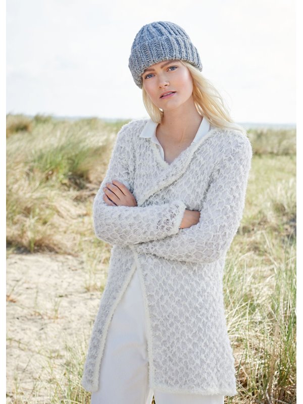 Lana Grossa LONGJACKE IM STRUKTUR-HEBEMASCHENMUSTER Micio/Silkhair Melange