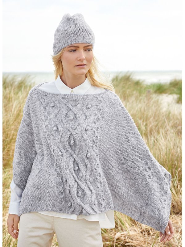 Lana Grossa PONCHO MIT PERL- UND ZOPF-NOPPENMUSTER Alpaca 400