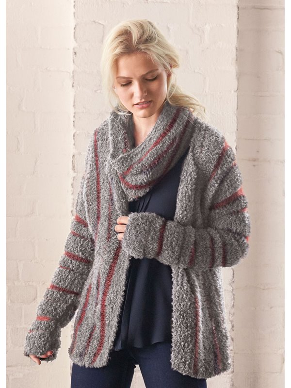 Lana Grossa QUERGESTRICKTE JACKE IN STREIFEN Micio/Silkhair