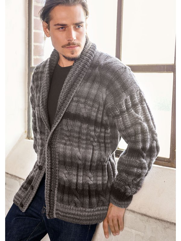 Lana Grossa HERRENJACKE IM ZOPF-RIPPENMUSTER Alta Moda Cashmere 16 Degradé