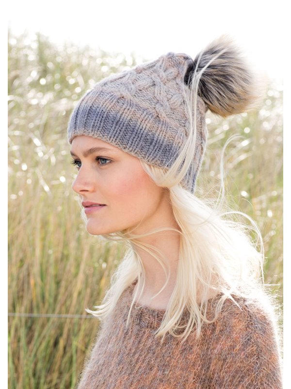 Lana Grossa MÜTZE IM ZOPF-RIPPENMUSTER Alta Moda Cashmere 16 Degradé