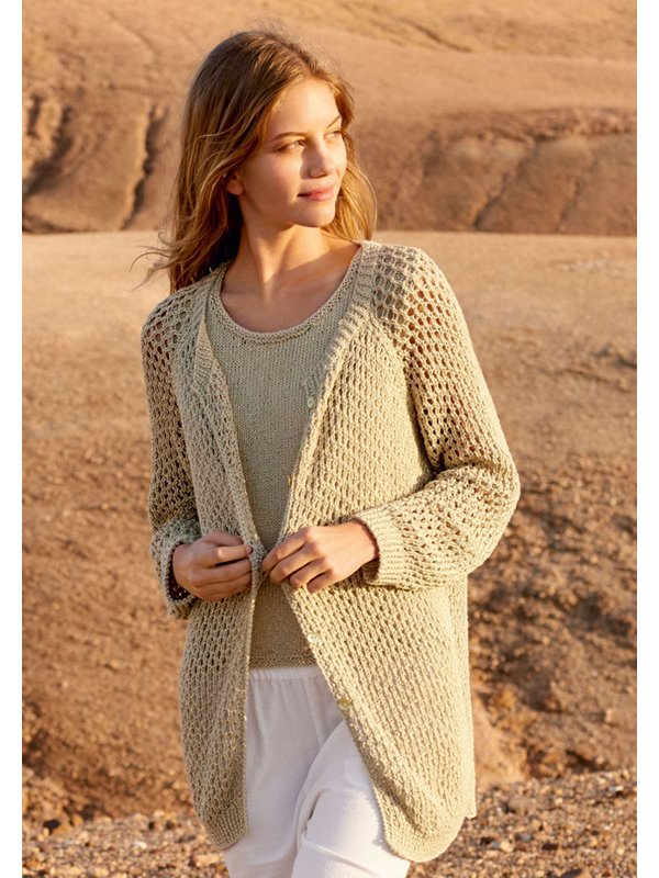 Lana Grossa RAGLANJACKE IM NETZMUSTER Portofino